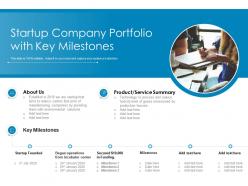 Startup Company Portfolio With Key Milestones