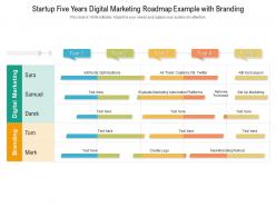 Startup five years digital marketing roadmap example with branding