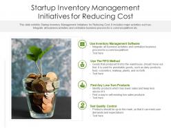 Startup inventory management initiatives for reducing cost