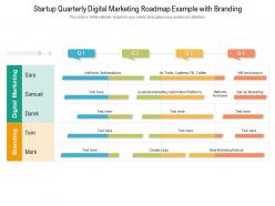 Startup quarterly digital marketing roadmap example with branding