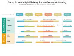Startup six months digital marketing roadmap example with branding