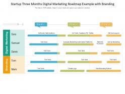Startup three months digital marketing roadmap example with branding