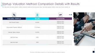 Startup valuation method comparison details with results early stage investor value