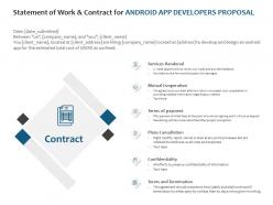 Statement of work and contract for android app developers proposal ppt show