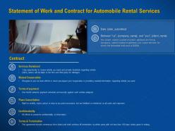 Statement of work and contract for automobile rental services plans cancellation ppt visual aids