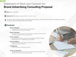 Statement Of Work And Contract For Brand Advertising Consulting Proposal Ppt Tips