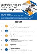 Statement Of Work And Contract For Brand Identity Design One Pager Sample Example Document