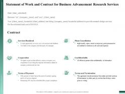 Statement of work and contract for business advancement research services ppt file