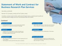 Statement of work and contract for business research plan services confidentiality information ppt slides