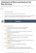 Statement Of Work And Contract For Buy Services One Pager Sample Example Document
