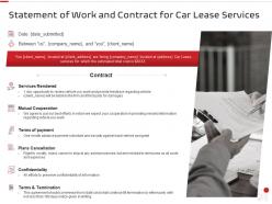 Statement of work and contract for car lease services ppt powerpoint presentation gallery