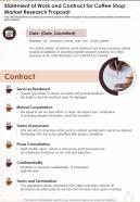 Statement Of Work And Contract For Coffee Shop Market Research Proposal One Pager Sample Example Document