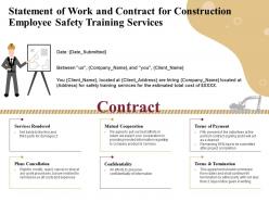 Statement of work and contract for construction employee safety training services ppt ideas