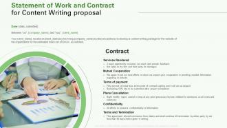 Statement of work and contract for content writing proposal ppt inspiration