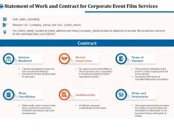 Statement of work and contract for corporate event film services ppt ideas