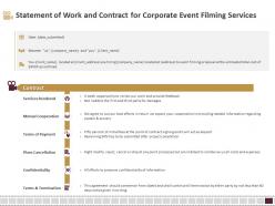 Statement of work and contract for corporate event filming services ppt slides