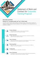 Statement Of Work And Contract For Corporate Training Proposal One Pager Sample Example Document