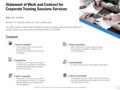 Statement Of Work And Contract For Corporate Training Sessions Services Ppt Clipart