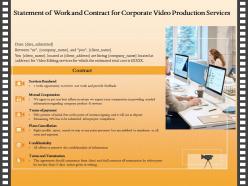 Statement of work and contract for corporate video production services ppt icon