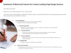 Statement of work and contract for custom landing page design services ppt file topics