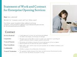 Statement of work and contract for enterprise opening services ppt summary