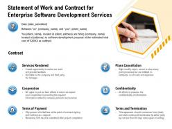 Statement of work and contract for enterprise software development services plans cancellation ppt samples