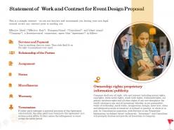 Statement of work and contract for event design proposal ppt powerpoint presentation