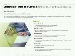 Statement of work and contract for freelancer writing job proposal ppt slides