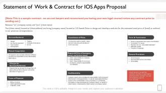 Statement of work and contract for ios apps proposal ppt summary ideas
