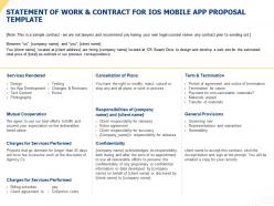 Statement of work and contract for ios mobile app proposal template ppt slides