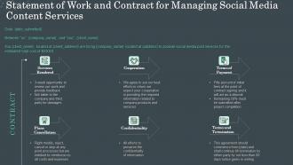 Statement of work and contract for managing social media content services