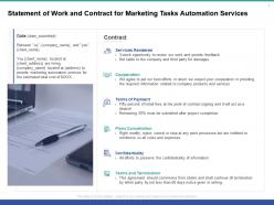 Statement of work and contract for marketing tasks automation services ppt presentation portfolio