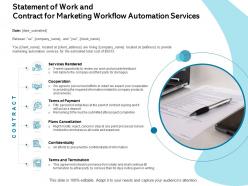 Statement of work and contract for marketing workflow automation services cooperation ppt influencers