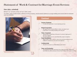 Statement of work and contract for marriage event services ppt powerpoint images