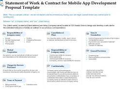 Statement of work and contract for mobile app development proposal template ppt icon