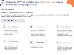 Statement of work and contract for mobile app screen prototypes designing services ppt tips