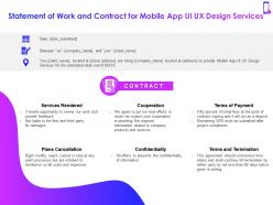 Statement of work and contract for mobile app ui ux design services ppt powerpoint show
