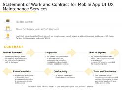 Statement of work and contract for mobile app ui ux maintenance services ppt gallery