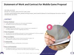 Statement of work and contract for mobile game proposal plans cancellation ppt powerpoint icon