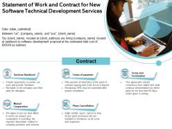 Statement of work and contract for new software technical development services ppt file display
