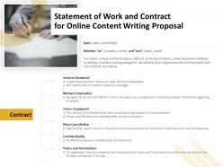 Statement of work and contract for online content writing proposal ppt slides