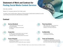 Statement of work and contract for posting social media content services ppt infographics