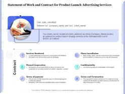 Statement of work and contract for product launch advertising services ppt file format
