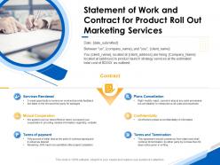 Statement of work and contract for product roll out marketing services ppt icon