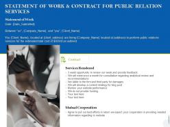Statement of work and contract for public relation services ppt powerpoint presentation