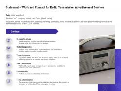 Statement of work and contract for radio transmission advertisement services ppt icon