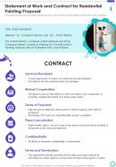 Statement Of Work And Contract For Residential Painting Proposal One Pager Sample Example Document