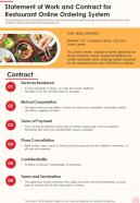 Statement Of Work And Contract For Restaurant Online One Pager Sample Example Document