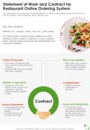 Statement Of Work And Contract For Restaurant Online Ordering System One Pager Sample Example Document