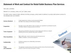 Statement Of Work And Contract For Retail Outlet Business Plan Services Ppt Ideas Topics